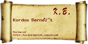 Kordos Bernát névjegykártya